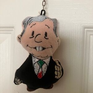 New AMLO Keychain Plush 4” Black Suit, White Shirt & Tie